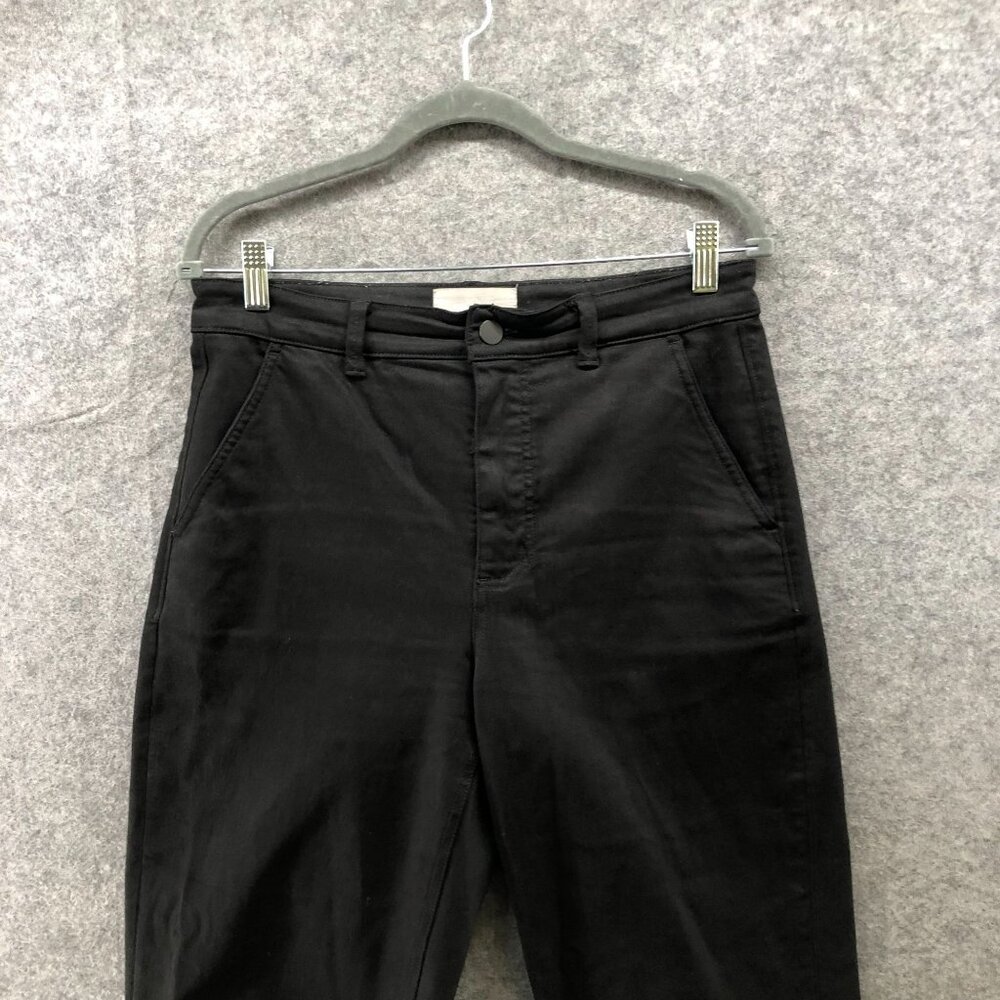 Everlane Cropped Straight Regular‎ Pants Womens 8 Black Stretch High Rise - Picture 3 of 10